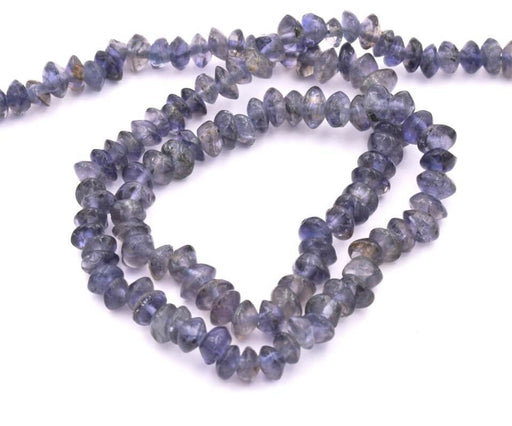 Kaufen Sie Perlen in Deutschland Heishi Beads chips Iolith Doppelkegel 3 mm, Loch 0.5 mm, 43 cm (1 Strang)