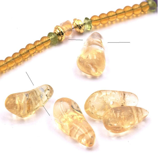 Kaufen Sie Perlen in Deutschland Tropfenanhänger Citrin Gelb 6-8mm-Loch 0.5mm (5)