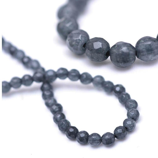 Kaufen Sie Perlen in Deutschland Runde facettiertePerlen Jade Grau Blau gefärbt - 3 mm - Loch: 0.8 mm (1)