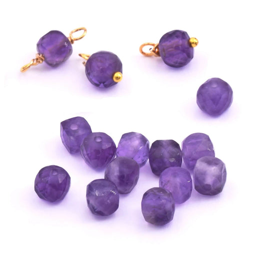 Würfelperlen Amethyst facettiert 5 mm - Loch: 0.8 mm (10)