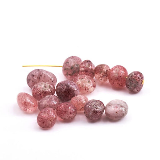Kaufen Sie Perlen in Deutschland Nuggetperlen Erdbeerquarz 12-10x9-6mm - Loch: 1mm (10)