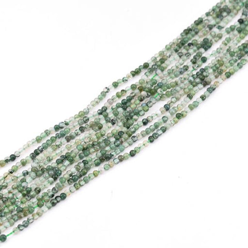Kaufen Sie Perlen in Deutschland Runde Perlen grüner Achat 2 mm – Loch: 0,5 mm (1 Strang – 39 cm)