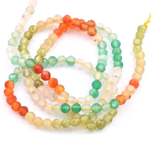 Kaufen Sie Perlen in Deutschland Runde Perlen facettierte Edelsteine im Mix Nr. 5 - 3 mm - Loch: 0.7 mm (1 Strang - 38 cm)