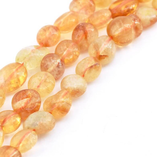 Kaufen Sie Perlen in Deutschland Abgerundete Citrin Gelb Nuggets Perlen 6-10x8-10mm - Loch: 1mm (1 Strang-38cm)