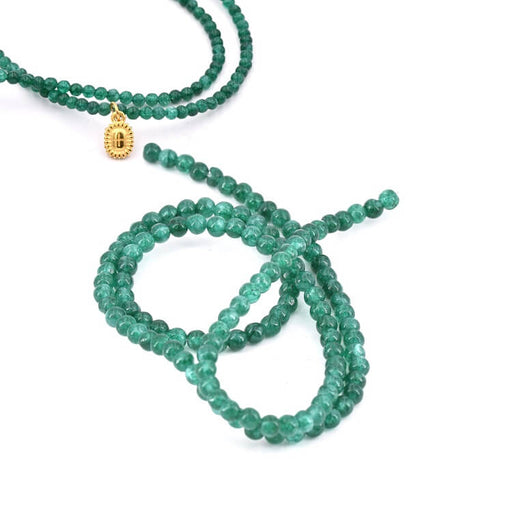 Kaufen Sie Perlen in Deutschland Runde Perlen Natürliches Jadegrün gefärbt - 3 mm - Loch: 0,8 mm (1 Strang - 37 cm)