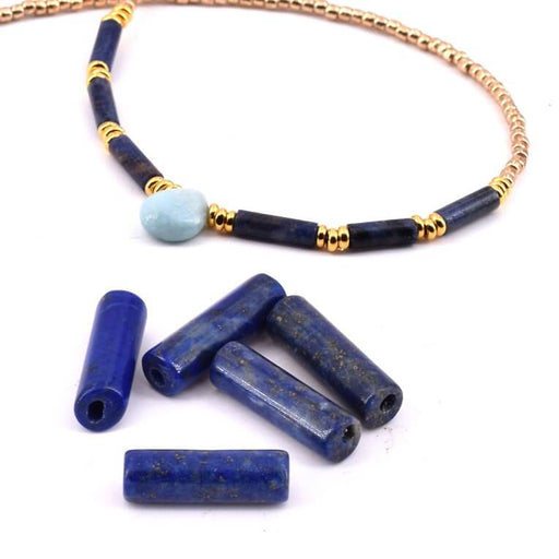 Kaufen Sie Perlen in Deutschland Zylinderperlen natürlicher Lapislazuli 12x4mm - Loch: 1mm (5)