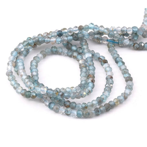 Kaufen Sie Perlen in Deutschland Rondell Perlen facettiert 3x2mm Apatit - Loch: 0.7mm (1 Strang-38cm)