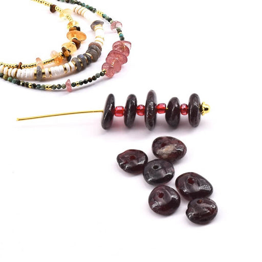 Kaufen Sie Perlen in Deutschland Heishi Beads Scheibe Polierter Granat 15-8x2-4mm (10)