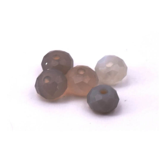 Rondelle Perlen Facettierter grauer Achat - 6x4mm - Loch: 0.8mm (5)