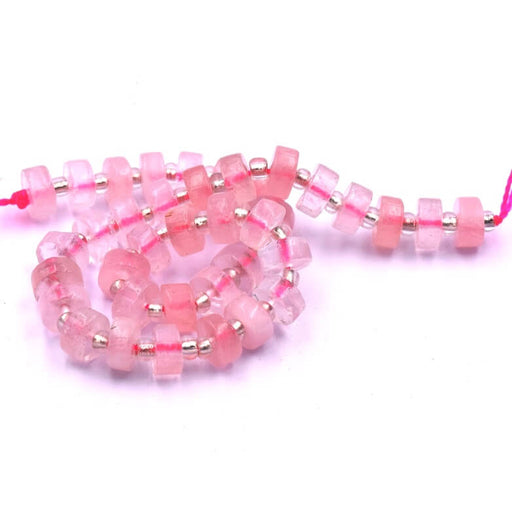 Kaufen Sie Perlen in Deutschland Heishi Rondelle Perlen Rosenquarz - 6x3mm (1 Strang-19cm)