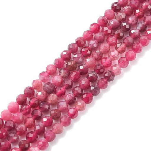 Kaufen Sie Perlen in Deutschland Facettierte runde rosa Turmalinperle 3.5mm (1 Strang -38 cm)