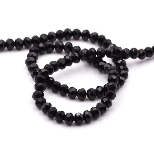 Kaufen Sie Perlen in Deutschland Perlen Facettierte Rondelle Schwarze Jade 4x2.5mm - Loch: 1mm (1 Strang - 34cm)
