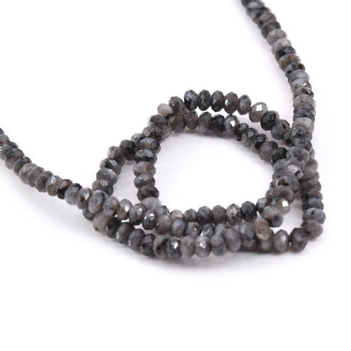 Kaufen Sie Perlen in Deutschland Rondelle-Perlen, facettierter dunkler Labradorit – 4 x 2 mm (1 Strang – 38 cm)