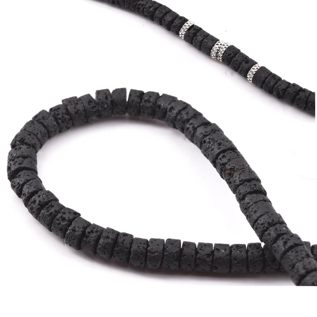 Heishi Perlen Lavagestein 6x3mm Loch: 0.8mm (1 Strang-38cm