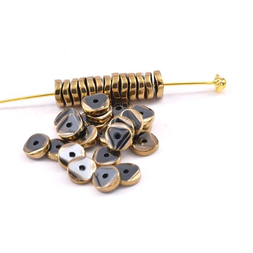 Kaufen Sie Perlen in Deutschland Heishi Rondelle Perlen Hämatit Wellig - Bronze 6x1.5mm (23g)