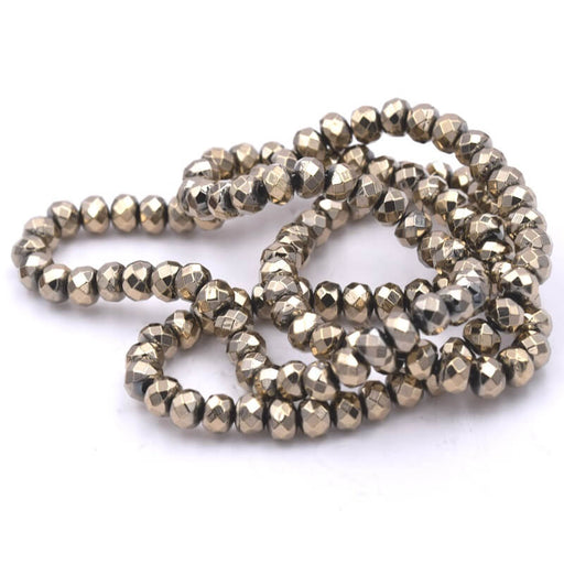 Kaufen Sie Perlen in Deutschland Rondelle Perlen facettiert Hellbronze Hämatit 4x3mm (1 Strang-40cm)