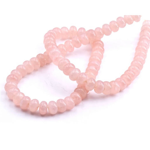 Kaufen Sie Perlen in Deutschland Donut Rondelle Perlen Rosenquarz 8x5mm - Loch: 0.8mm (1 Strang - 39cm)