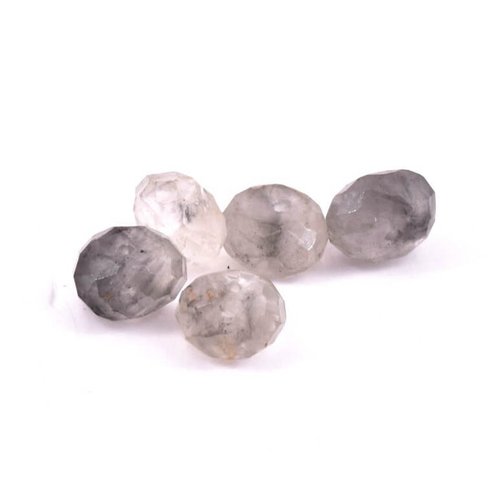 Facettierte Rondell-Perlen grauer Quarz - 8x5 mm - Loch: 1 mm (5)