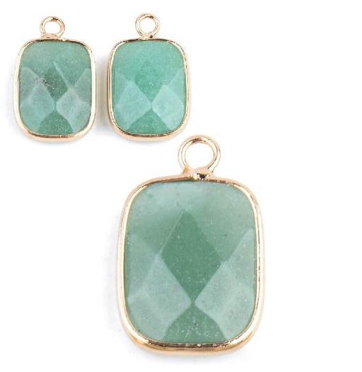 Aventurine Anhänger Rechteck facettierte gekräuselt golden 18x13mm (1)