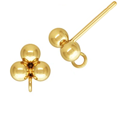 Kaufen Sie Perlen in Deutschland Ohrringe Stift 3 Perlen 3mm mit Ring goldgefüllt (2)