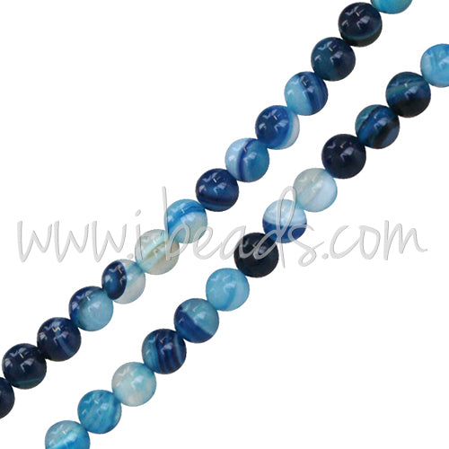 Streifenachat Blau Runde Perlen 4mm am Strang (1)