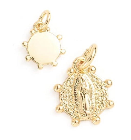 Kaufen Sie Perlen in Deutschland Charm Anhänger, Jungfrau von Guadalupe, aus hochwertigem Goldmessing - 10mm (1)