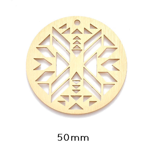 Aluminium Anhänger, Geometrisch Ethnisch Laser Cut Gold 50mm (1)