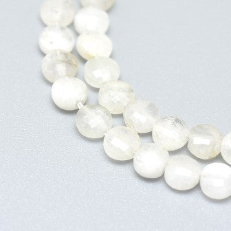 Natürlicher Mondstein Runde facettierte flache Perlen 3,5-4 mm Loch: 0,6 mm (20)