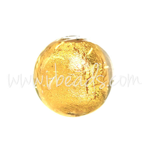 Murano Glasperle Rund Kristall und Gold 8mm (1)