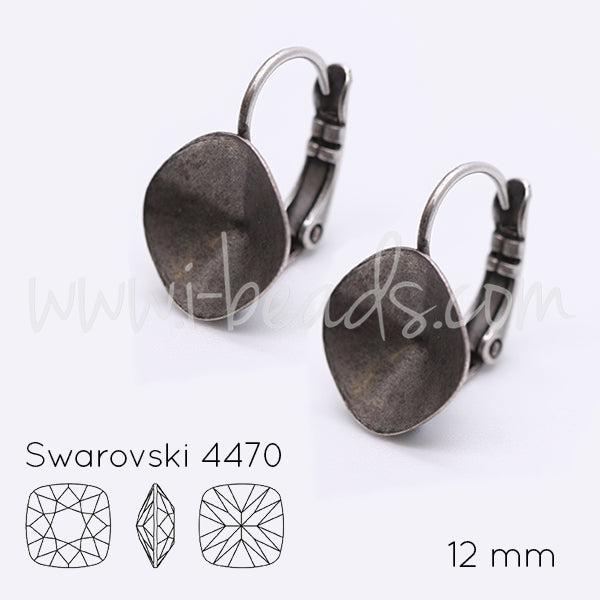 Vertiefte Ohrringfassung für Swarovski 4470 12mm antik silber-plattiert (2)