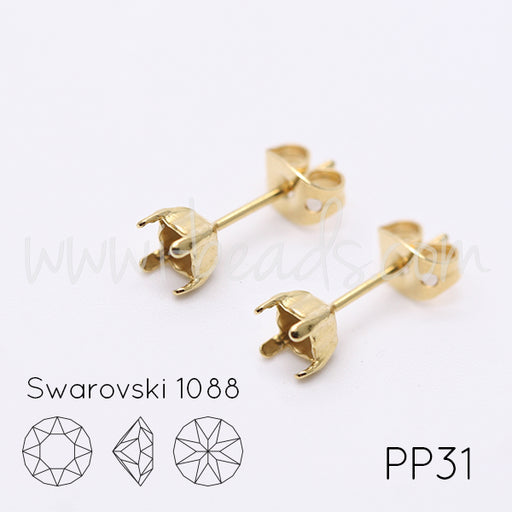 Kaufen Sie Perlen in Deutschland Ohrsteckerfassung für Swarovski 1088 4mm-pp31-SS19  gold-plattiert (2)
