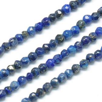 Kaufen Sie Perlen in Deutschland Natürliche runde facettierte Lapislazuli-Perlen , 2.5x0,5mm-185 Perlen per Strang (1 Strang)