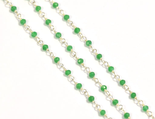 Kaufen Sie Perlen in Deutschland grüner Onyx Rosenkranz Kette  2mm Silber  (10cm)