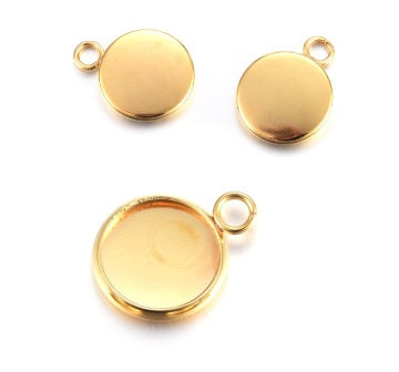 Kaufen Sie Perlen in Deutschland Runder Anhänger Stahl GOLD für Cabochon 8 mm  (2)