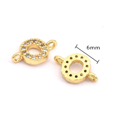 Kaufen Sie Perlen in Deutschland Runder Stecker vergoldet 18K und Zirkonium 10x6mm Loch: 2mm (1)