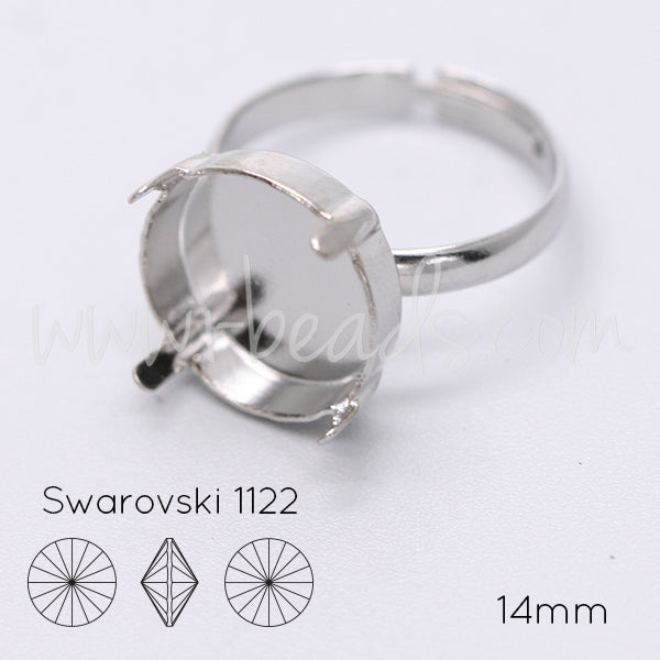 Verstellbare Ringfassung für Swarovski 1122 Rivoli 14mm Rhodium (1)
