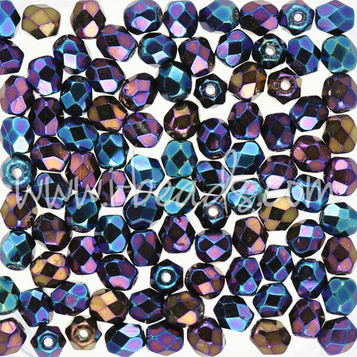 Glasschliffperlen iris blue 4mm (100)