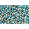 cc995 - Toho rocailles perlen 11/0 gold lined rainbow aqua (10g)