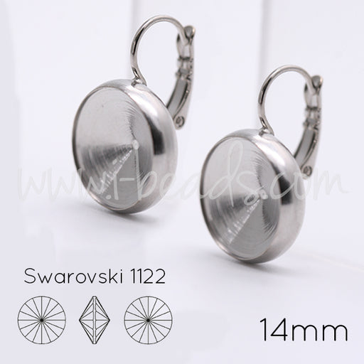 Kaufen Sie Perlen in Deutschland Ohrringfassung für Swarovski 1122 Rivoli 14mm Rhodium (2)