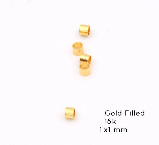 Kaufen Sie Perlen in Deutschland Quetschröhren Goldfarben Gold filled 18K (1x1mm) (20)