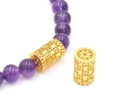 Kaufen Sie Perlen in Deutschland Säulenrohr Kafig aus vergoldeten Messingperlen 18x12mm - Loch: 2mm (1)
