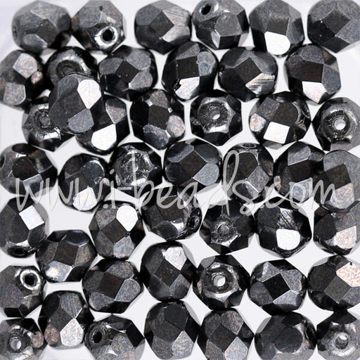 Kaufen Sie Perlen in Deutschland Glasschliffperlen hematite 6mm (50)