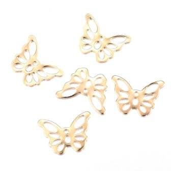 Kaufen Sie Perlen in Deutschland Schmetterling Charms Edelstahl, Gold, 10.5x15mm (2)