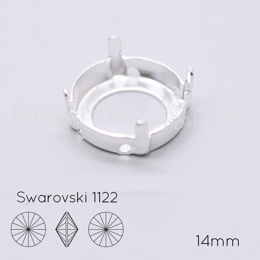 Kaufen Sie Perlen in Deutschland Aufnähfassung für Swarovski 1122 Rivoli 14mm silber-plattiert (2)