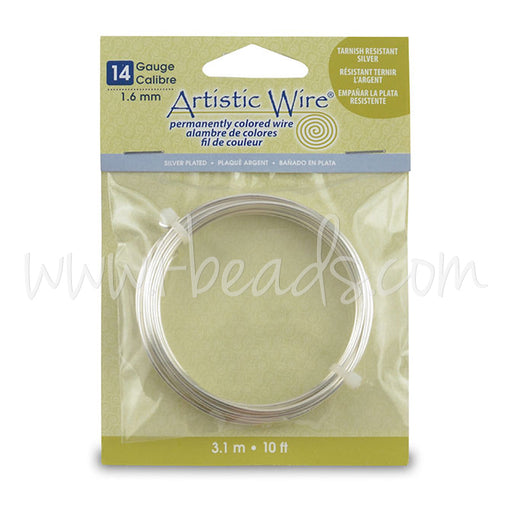 Kaufen Sie Perlen in Deutschland Artistic Wire 14 Gauge 1,6mm Stärke versilbert mit Anlaufschutz 3m (1)