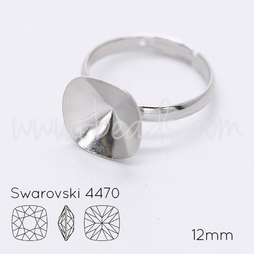 Verstellbare vertiefte Ringfassung für Swarovski 4470 12mm Rhodium (1)