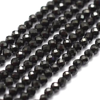 Kaufen Sie Perlen in Deutschland Natürlicher schwarzer Spinell, facettiert, 2.5mm, 0,5 mm Loch, ca. 175 Stück (Verkauf 1 strang)