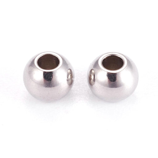 Edelstahl runde Perlen, Stahlfarbe - 3x2mm Loch 1,2mm (50)