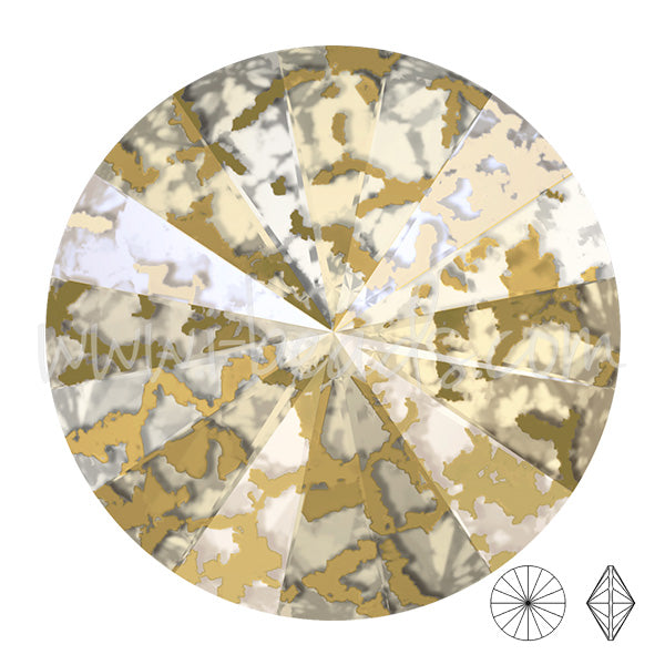 Swarovski 1122 rivoli crystal gold patina effect 14mm (1)