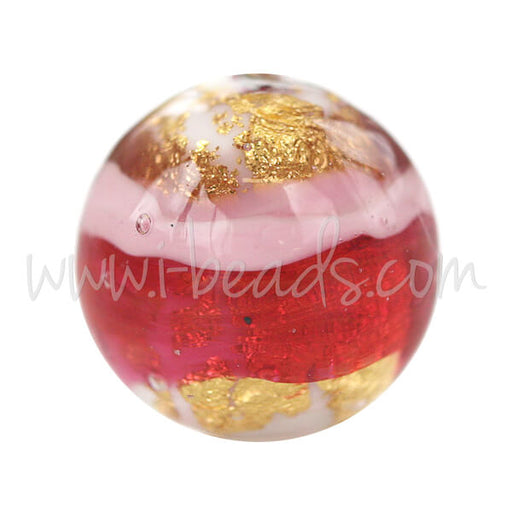Kaufen Sie Perlen in Deutschland Murano Glasperle Rund Pink und Gold 12mm (1)
